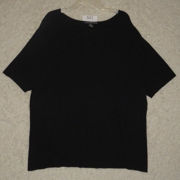 Larry Levine*‎ Women's Short Sleeve V-Neck Ribbed Pullover Blouse Size~ 2X - Picture 1 of 7